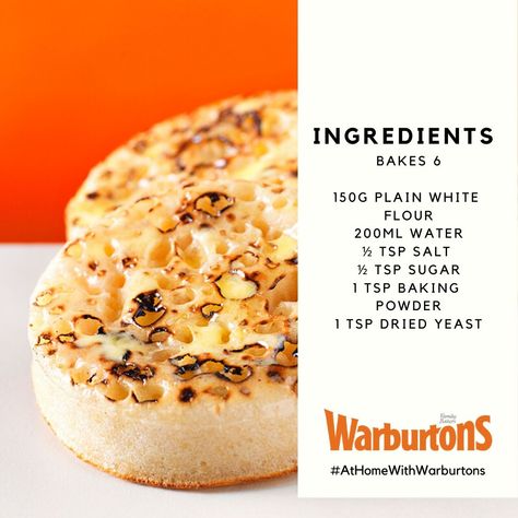 English Crumpets Recipe, English Baking Recipes, Warburtons Crumpets, Crumpets Recipe, English Crumpets, Homemade Crumpets, Crumpet Recipe, Pies Maker, 5 Ingredient Recipes