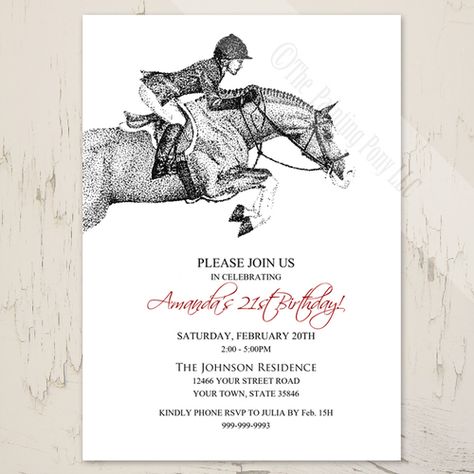 Equestrian Invitation, Equestrian Party, Horse Birthday Party Invitations, Rider Quotes, Horse Racing Party, Horse Themed Party, Pink And Purple Background, Pony Birthday Party, Horse Birthday Parties