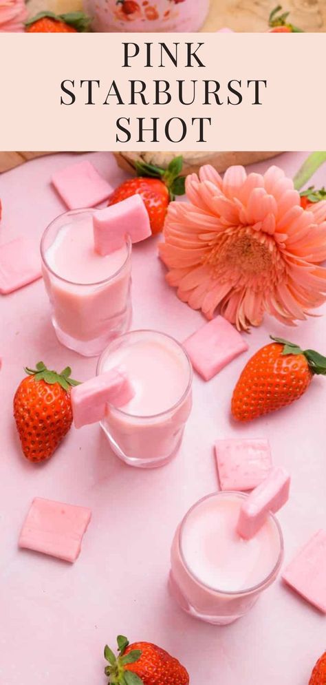 Imagine drinking Starburst candy in a shot form. That’s exactly what this delicious Pink Starburst Shot recipe tastes like! Starburst Recipe, Strawberry Hennessy, Starburst Drink, Gin Punch, Cream Cocktails, Ice Cream Cocktails, Starburst Candy, Caramel Vodka, Simple Delicious Recipes