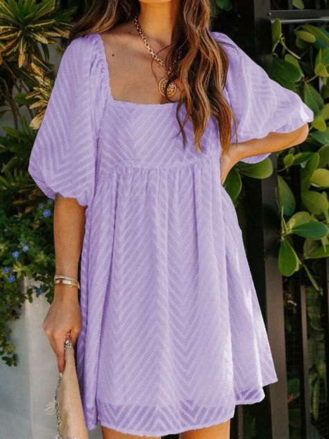 Color: Black, Grey, Apricot, Dark Blue, Purple, Yellow Pattern: Solid Material: Polyester Occasion: Casual, Holiday Sleeves Length: Half Sleeve Full Sleeves Dress, Babydoll Dresses, Short Pollera, Purple Square, Babydoll Mini Dress, Blue Dress Short, Chiffon Dresses, Dress Flowy, Babydoll Style