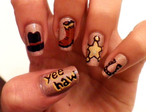 cowgirl nails Country Girl Nails, Country Nail Designs, Western Nail Art, Music Lyrics Quotes, Rodeo Nails, Horse Nails, Cowboy Nails, Texas Nails, Western Nails