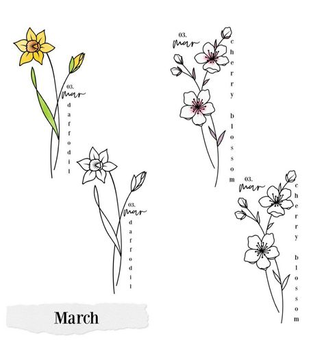 Tat Fonts, March Birth Flower Tattoo, March Birth Flower, Kids Tattoo, Tooth Tattoo, Floral Doodles, March Birth Flowers, Tattoo Time, Ancient Tattoo