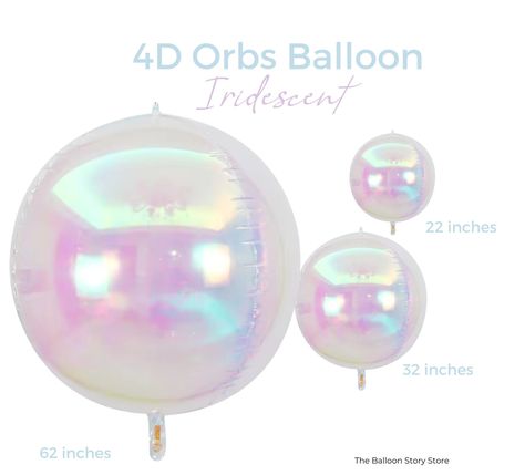 62inches, 32", 22" Round Foil Balloons Giant 4D Round Iridescent Balloons 4D Orbs Giant Balloons Iridescent Round Shaped Balloons Iridescent Balloons, Pool Birthday, Giant Balloons, Pool Birthday Party, Bubble Balloons, Luminous Colours, Balloon Arch, Foil Balloons, The Balloon