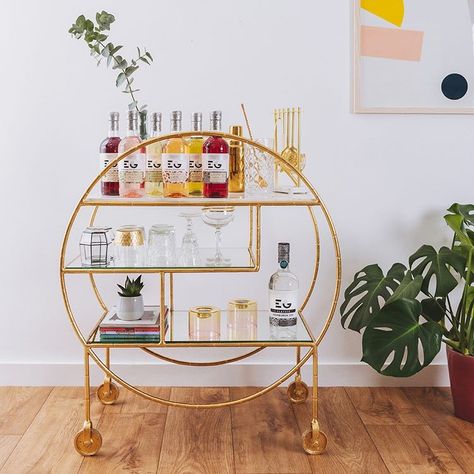 Bar Cart Inspo, Sparkling Wine Cocktails, Flowers And Food, Raspberry Gin, Gin Liqueur, Drink Cart, Raspberry Liqueur, Gin Bar, Drinks Trolley