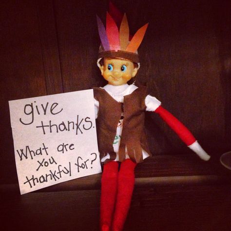 Elf on Shelf.  Give thanks. Thanks Giving Elf On The Shelf, Turkey Easy, Turkey Holiday, Elf On Shelf, Elf Shelf, Elf On A Shelf, Elf Ideas, Elf On The Shelf Ideas, Thanksgiving Activities