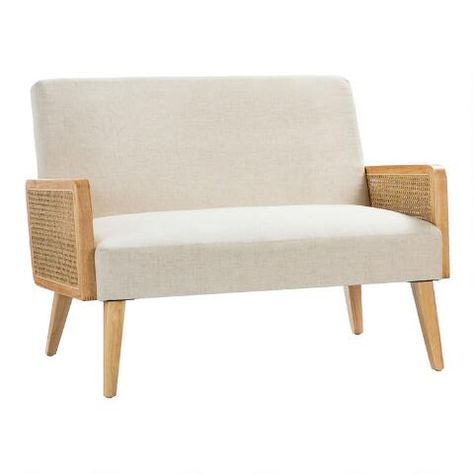 Natural Wood and Rattan Cane Domenico Loveseat | World Market Day Bed Room, Rattan Day Bed, Rattan Loveseat, Love Seats, Rattan Cane, Day Bed, Space Furniture, Front Room, World Market