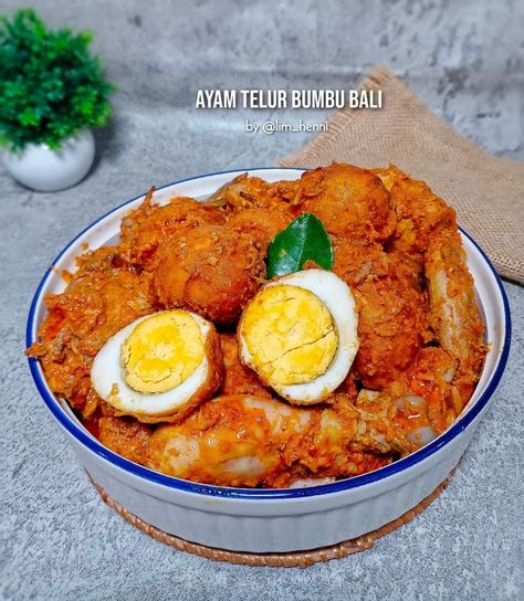 Bahan dan Cara membuat Ayam Telur Bumbu Bali https://resepmamiku.com/ayam-telur-bumbu-bali-lim_henni Telur Rebus, Bali, Quick Saves