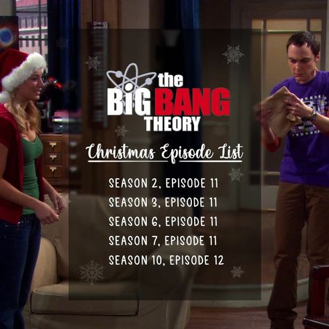 Christmas Episodes Of Tv Shows, Winter Watchlist, Big Bang Theory Christmas, Big Bang Theory Episodes, Winter Movies, Christmas To Do List, Xmas Movies, Christmas Episodes, Friend Quiz