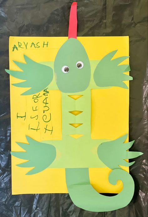 Letter I For Insect, I Is For Iguana Craft, I For Iguana Craft, Iguana Craft Preschool, Iguana Craft, Letter I Craft, I Is For Iguana, Lizard Craft, Letter I Crafts