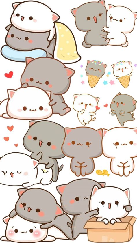 Baby Pink Wallpaper Iphone, Iphone Wallpaper Cat, Emoji Drawings, Kawaii Background, Cute Bunny Cartoon, Chibi Cat, Cute Bear Drawings, Cute Animal Drawings Kawaii, Cute Love Cartoons