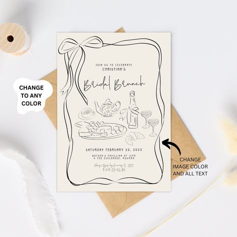 Bridal Brunch template Bridal Shower invite, Quirky Bridal Shower Invitation, Handwritten Illustrated Bridal Invite, Whimsical party invite Drawn Invitations, Housewarming Cards, Quirky Invitations, Whimsical Party, Bridal Brunch Invitations, Brunch Invitations, Bridal Brunch, Bridal Suite, Bridal Shower Invitation