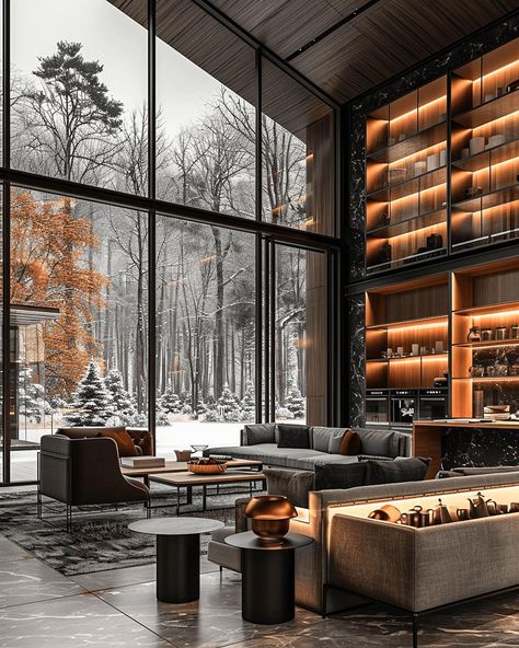 Snowy Haven Café by Maedeh Hemati @mah_design_architecture. 🔗 https://www.amazingarchitecture.com/visualization/snowy-haven-cafe-by-maedeh-hemati Maedeh Hemati: Indulge in the serene charm of this coffee shop, designed in the distinctive style of Philip Johnson architecture. The gray wood and glass facade, captured in a mesmerizing close-up shot, invites you into a world of warmth and elegance. Nestled amidst an outdoor snowy forest, the natural light filters through the glass panels, creat... Philip Johnson Architecture, Dark Deco, Glass Facade, Loft Interior Design, Loft Interior, Philip Johnson, Light Filters, Loft Interiors, Snowy Forest