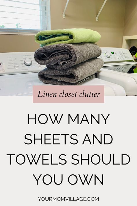 How many sheets and towels do you need? Why you should adopt the secret rule of two and how it can help you have a less cluttered linen closet. Declutter and organize a tiny linen closet. #linencloset #towels #organizedhome #minamalist How To Organize Your Towel Closet, How To Organize Towels Linen Closets, Store Sheets Linen Closets, Towel Storage In Closet, Makeshift Linen Closet, How To Organize Towels, How To Organize Sheets, Minimalist Linen Closet, Organize Linen Closet Ideas