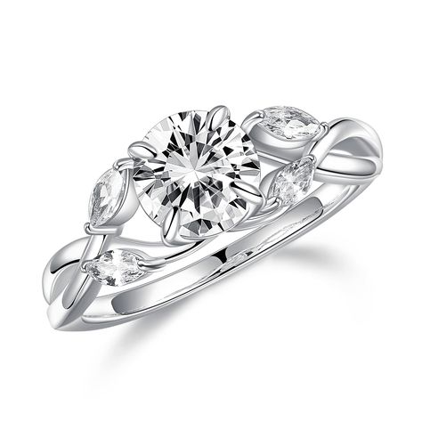 PRICES MAY VARY. MATERIAL: This stunning willow moissanite engagement ring featurings 1 1.2ct D Color VVS1 Clarity Lab Created Diamond High Quality real moissanite with 2 leaf-shaped AAAAA+ cubic zirconia, secured by 14K White Gold Vermeil Solid S925 Sterling Silver, handcrafted inlaid and polished, ensure your rings shiny forever. MOOSEA is a brand specializing in the production and retail of moissanite. We have our own factory with more than 20 years of experience in jewelry production and sal Woven Wedding Ring, Simple Silver Engagement Rings, Wedding Rings On A Budget, Wedding Rings Silver, Round Moissanite Engagement Ring, Engagement Rings Twisted, Moissanite Engagement Rings, Gifts For Aunt, Engagement Rings For Women