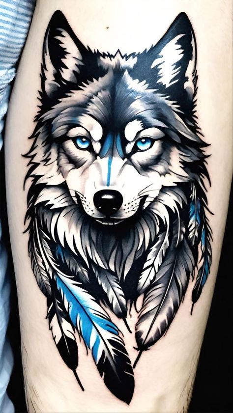 Tattoo Native American, Wolf Head Tattoo, Wolf Tattoo Traditional, Native American Wolf Tattoo, Wolf Tattoo Forearm, Howling Wolf Tattoo, Lone Wolf Tattoo, Husky Tattoo, Wolf Tattoos For Women