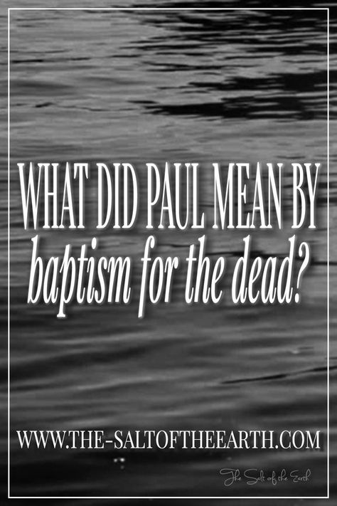 In 1 Corinthians 15:29, Paul spoke about baptism for the dead. What did Paul mean by being baptized for the dead? Was it a pagan custom, which was practiced in the church at Corinth? Find the answer in the blog Being Baptized, Salt Of The Earth, Christian Blogs, The Church, The Dead, Bible Study, Bible