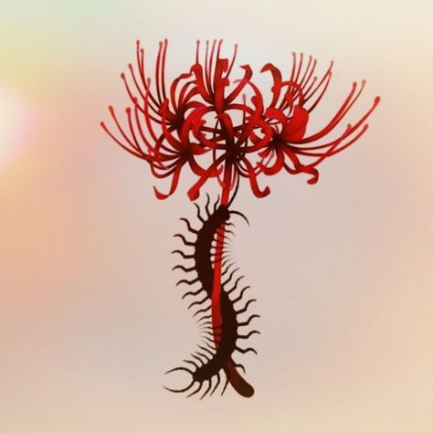 Red Spider Lily And Centipede Tattoo, Spider Lily Centipede Tattoo, Spider Lily Tokyo Ghoul Tattoo, Spider Lilly Tatoos Tokyo Ghoul, Tokyo Ghoul Spider Lily Tattoo, Red Spider Lily Tattoo Tokyo Ghoul, Spider Lily Tattoo Tokyo Ghoul, Kaneki Centipede Tattoo, Red Spider Lily Tattoo Design