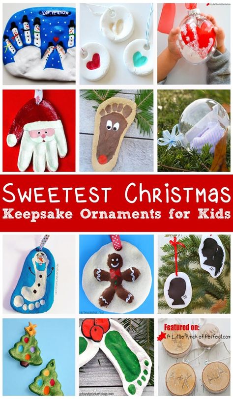 Sweetest Christmas Keepsake Ornaments for Kids - Homemade Christmas Ornaments Diy, Christmas Handprint Crafts, Ornaments For Kids, Keepsake Crafts, Kids Homemade, Christmas Crafts For Kids To Make, Kids Christmas Ornaments, Homemade Ornaments, Christmas Keepsakes