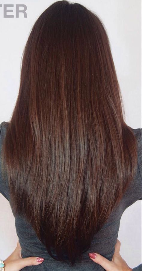 The V cut hairstyle V Cut Haircut, Long Hair V Cut, U Cut Hairstyle, V Cut Hair, Long Layered Haircuts, Fall Hair Color For Brunettes, Long Layered Hair, Haircuts For Long Hair, Fall Hair Color