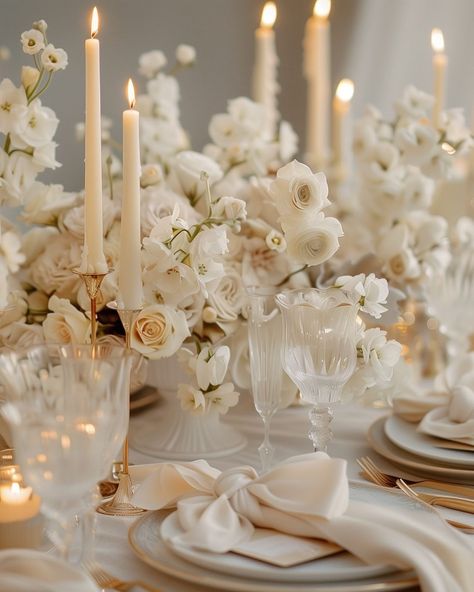 Wedding Chicks® | To showcase the potential of AI, wedding vendor @jennifergruenausen created a luxurious wedding concept set on a space station orbiting... | Instagram Luxury Wedding Table Settings, Neutral Florals Wedding, Champagne Color Palette Wedding, White And Champagne Wedding, Champagne Wedding Theme, Cream Wedding Theme, Champagne Wedding Themes, Ivory Gold Wedding, Champagne Color Palette