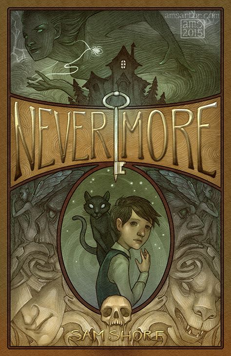 Book cover created for the self-published middle grade novel Nevermore by Sam Shore Coraline Illustration, The Legend Of Sleepy Hollow, Fantasy Book Covers, Middle Grade Books, Book Cover Illustration, Fantasy Books To Read, Beautiful Book Covers, Book Cover Art, 판타지 아트