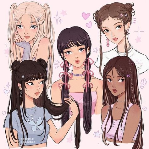 y2k girls 💖…this was inspired a lot by newjeans, their aesthetic and hairstyles are so cute! who else is loving their new ep? my favourite … | Instagram Their Aesthetic, Kpop Y2k, Y2k Girls, Image Swag, Art Tools Drawing, Useful Information, Cute Art Styles, Book Art Drawings, Girls Cartoon Art