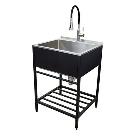 Garage Sink, Laundry Room Garage, Stainless Steel Utility Sink, Utility Sinks, Utility Cabinet, Utility Cabinets, Wash Stand, Cabinet Dimensions, Stainless Steel Sink