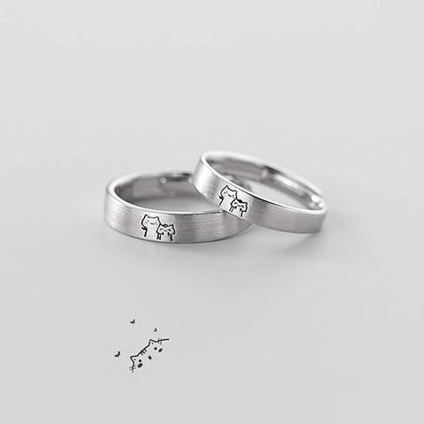 Cute Kitten Couple, Matching Rings For Best Friends, Kitten Couple, Matching Rings For Couples, Engagement Finger, Matching Ring Set, Rings Set For Women, Best Friend Rings, Matching Couple Rings