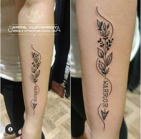 Warrior Flower Tattoo, Arrow Warrior Tattoo, Warrior Arrow Tattoos For Women, Arrow Name Tattoos For Women, Butterfly Arrow Tattoo, Arrow Tattoo With Flowers, Forearm Arrow Tattoo Women, Warrior Tattoos Word, Floral Arrow Tattoo