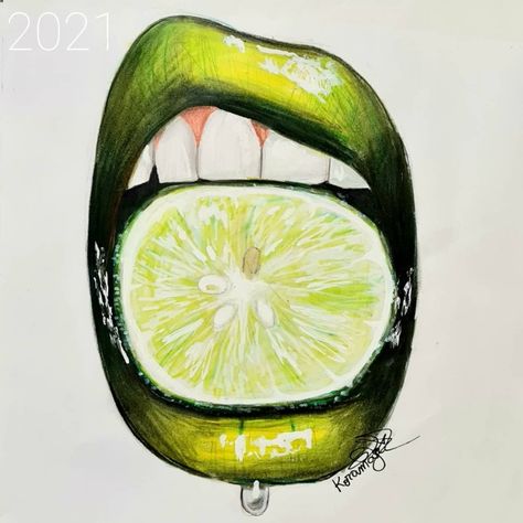 Lemon Lips Drawing, Lemon Lips, Fruit Drawing, Lip Drawing, Fruits Drawing, Lips Drawing, Art Inspo, Watermelon, Lemon