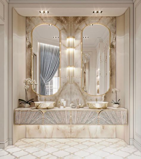 Bathroom Classic Luxury, Vanity Luxury, Creative Bathroom Design, Luxury Modern Bathroom, Luxxu Modern Design Living, Bathroom Decor Luxury, Washroom Design, Bathroom Design Decor, Toilet Design