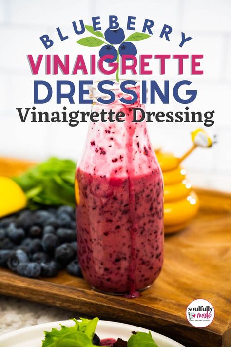 Blueberry Vinaigrette Dressing- Vinaigrette Dressing is a delightfully light and fruity topping for your summer salad. And it is beautiful on the table too! Blueberry Vinaigrette Dressing, Raspberry Vinaigrette Dressing Recipe, Raspberry Dressing Recipe Vinaigrette, Raspberry Vinegarette Dressing Salad, Blueberry Salad Dressing, Vinegrette Recipe, Diy Rasberry Vinegrette, Blueberry Dressing, Blueberry Reduction