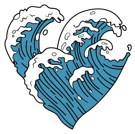 VSCO Ocean Wave Heart Sticker. Love for surfing, love for waves, love for the stormy power of clear ocean waters. Ocean Wave Drawing, Heart Wave, Wave Drawing, Stickers Cool, 패턴 배경화면, Tapeta Galaxie, 문신 디자인, Ocean Wave, Heart Stickers