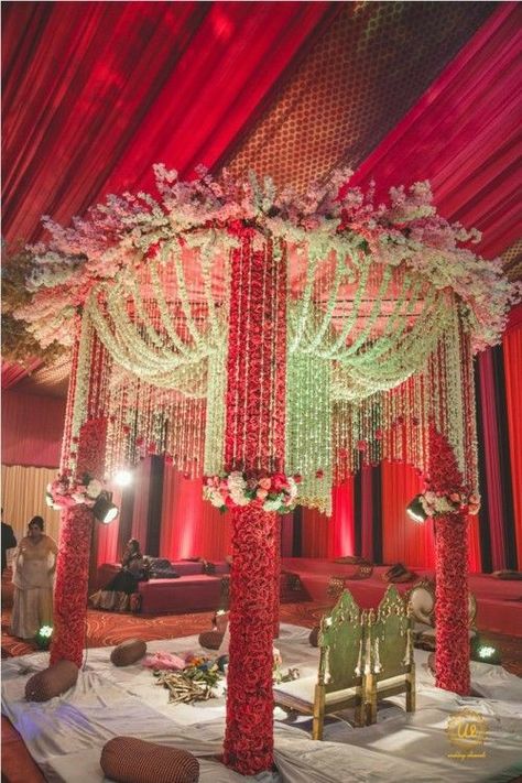 Vidhi Mandap, Engagement Stage, Indoor Wedding Decorations, Engagement Stage Decoration, Engagement Decoration, Mandap Design, Desi Vibes, Wedding Royal, Destination Wedding Decor