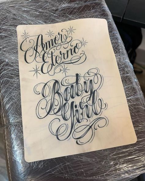 Chicana Style Drawings, Babygirl Tattoo Word, Chicano Style Tattoo Design, Chicano Script Lettering, Chicano Writing, Lettering Cholo, Chicano Script, Old School Drawings, Cursive Tattoo Letters