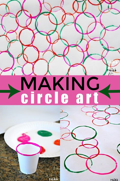 Circle Crafts Preschool, Painting With Circles, Circle Art Projects, Shape Activities Preschool, Circle Crafts, Circle Painting, Pre K Activities, Painting Activities, Preschool Art Activities