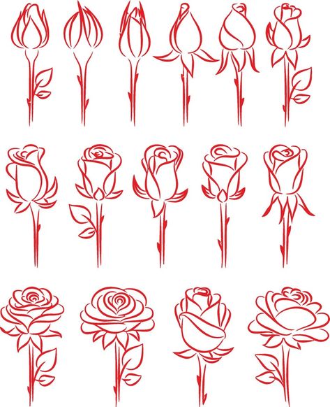 Flower Sketch Pencil, Rose Silhouette, Rose Vector, Music Notes Tattoo, Rose Stencil, Rose Svg, Character Clipart, Rose Clipart, Rose Wall Art