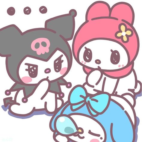 My Melody Kuromi And Cinnamoroll Trio, Matchy Pfp, Sanrio Pfps, Helo Kity, Medical Wallpaper, Cute Galaxy Wallpaper, Hello Kitty Iphone Wallpaper, Hello Kitty My Melody, Cute Doodle Art