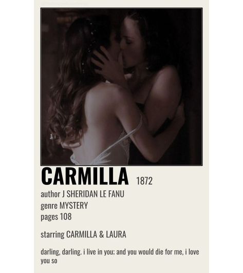 Carmilla And Laura Book, Carmilla The Vampire, Carmilla Novel, Carmilla Poster, Sapphic Poster, Carmilla Sheridan, Carmilla Book, Carmilla Aesthetic, Carmilla Vampire