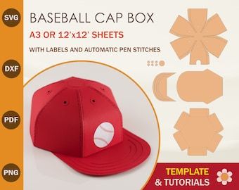 Baseball Cap Box Template Free Printable, Round Box Template, Box Template Printable, Hat Template, Scoring Tool, Diy Gift Set, Creative Box, Paper Craft Diy Projects, Hat Boxes