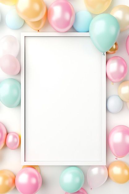 Baby Memory Frame, Birthday Bg, Birthday Stationary, Birthday Card Background, Family Tree Print, Baby Picture Frames, Balloon Frame, Birthday Collage, Baby Balloon