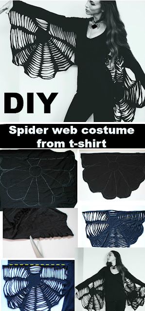 Web Costume, Spider Web Costume, Diy Goth Clothes, Widow Costume, Black Widow Costume, Trash To Couture, Plain Black T Shirt, Spider Costume, Diy Kostüm