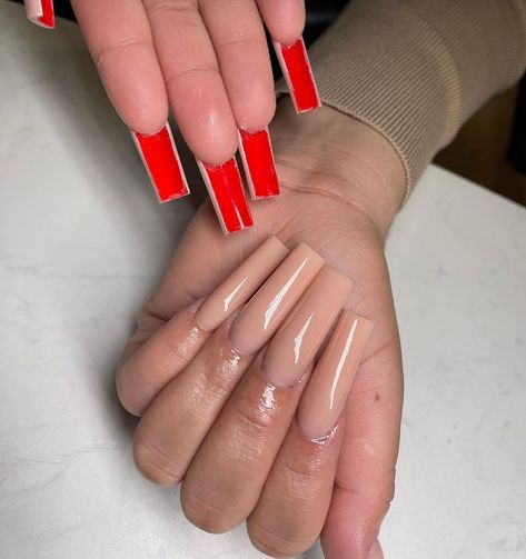 Bottom Nails, Red Bottom Nails, Nail Designs Bling, Acrylic Toe Nails, Super Cute Nails, Long Acrylic Nail Designs, Grunge Nails, Cute Acrylic Nail Designs, Really Cute Nails