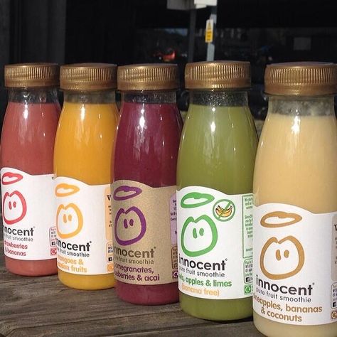 innocent smoothies - making the sun look good since 1999 Innocent Aesthetic, Innocent Smoothie, Innocent Drinks, Nourishing Food, Juice Company, Juice Bottles, Healthy Juices, Mixed Drinks, Healthy Drinks