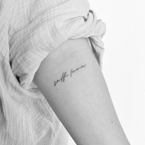 Quote Placement Tattoo Arm, Word Tattoo Placement Arm, Self Love Tattoo, Birthday Tattoo, Tattoo Project, Ankle Tattoo, Feminine Tattoos, Fine Line Tattoos, Little Tattoos