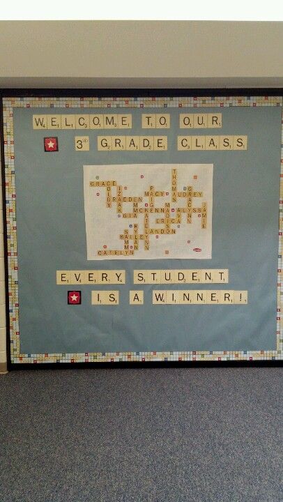 Scrabble Bulletin Board Scrabble Classroom Theme, Scrabble Bulletin Board, Game Decorations, Religious Bulletin Boards, Teacher Quotes Inspirational, School Doors, Back To School Bulletin Boards, Future Job, Class Decor