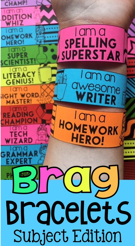 Classroom Bracelets, Brag Bracelets Free Printables, Rag Bracelets, Student Work Display Ideas, Bracelets For Students, Teacher Parent Communication, Brag Bracelets, Teacher Aide, Parent Teacher Communication