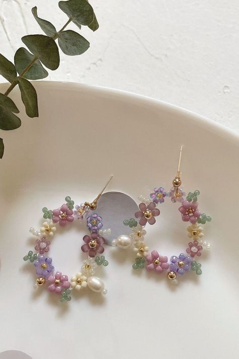 Colorful Bead Earrings, Daisy Bead Earrings, Flower Beads Earrings, Diy Flower Earrings, Seed Bead Flower Earrings, Beaded Daisy Earrings, Bead Flower Earrings, Flower Bead Earrings, Flower Earrings Diy