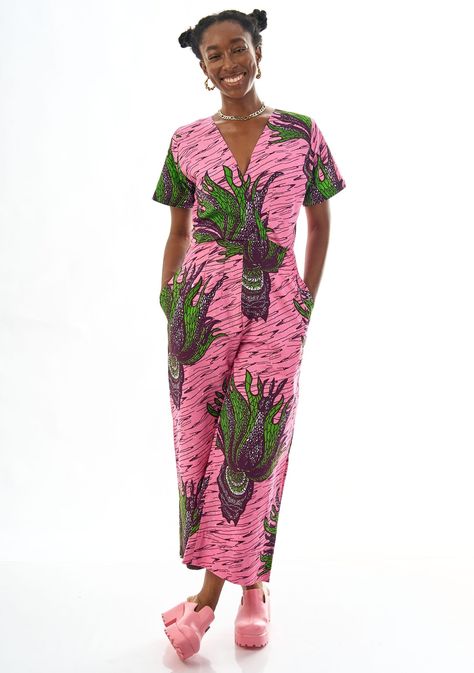 Wrap Body Jumpsuit - Staghorn Art Fashion Clothes, African Pants, Unique Jumpsuits, Funky Patterns, Vibrant Fashion, Style Africain, Dopamine Dressing, Long Sleeve Layer, African Print Clothing