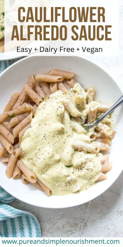 This is the best cauliflower Alfredo sauce recipe! It's rich and creamy and so easy to make. This healthy sauce is dairy free, paleo, vegan, low carb, keto and Whole30 compliant. It goes perfectly over pasta, noodles, zucchini noodles or spaghetti squash. Cauliflower Alfredo Sauce Recipe, Veggie Sauce, Alfredo Sauce Easy, Dairy Free Alfredo Sauce, The Best Cauliflower, Cauliflower Alfredo Sauce, Cauliflower Alfredo, Paleo Cauliflower, Healthy Sauces